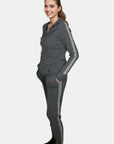 Arlotta Racer Stripe Hoodie and Ribbed Racer Stripe Sweatpants in Charcoal/Flannel Stripe