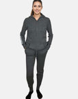 Arlotta Racer Stripe Hoodie and Ribbed Racer Stripe Sweatpants in Charcoal/Seafoam Stripe