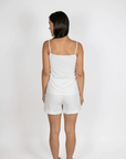 Aspen Dream Cannes Pinstripe Short Tank and Short PJ Set in Off-White