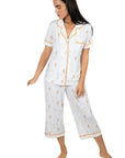 Bubbly Mood Print Cropped Pajama Set