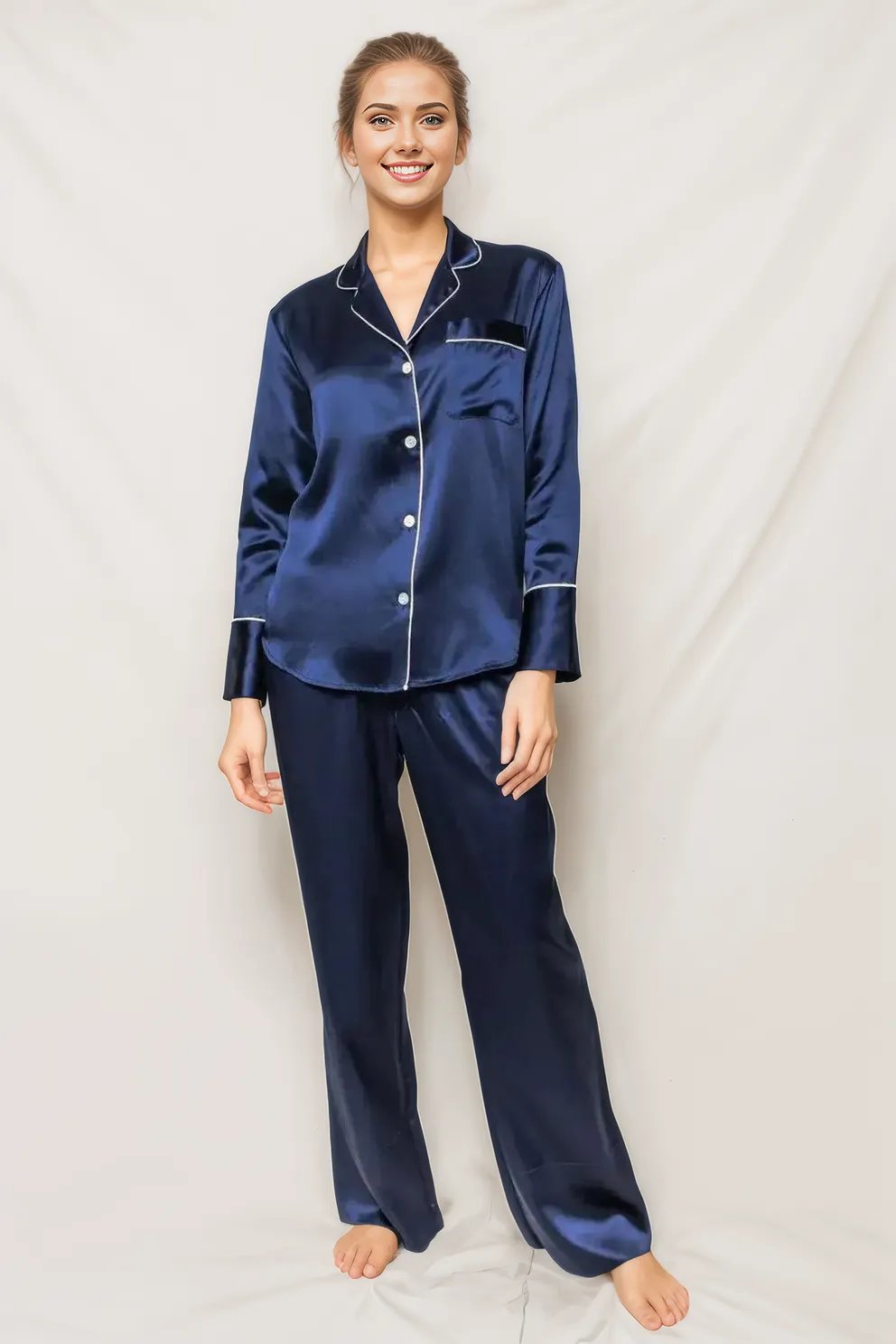 Mulberry Navy Silk Luxe Pajama