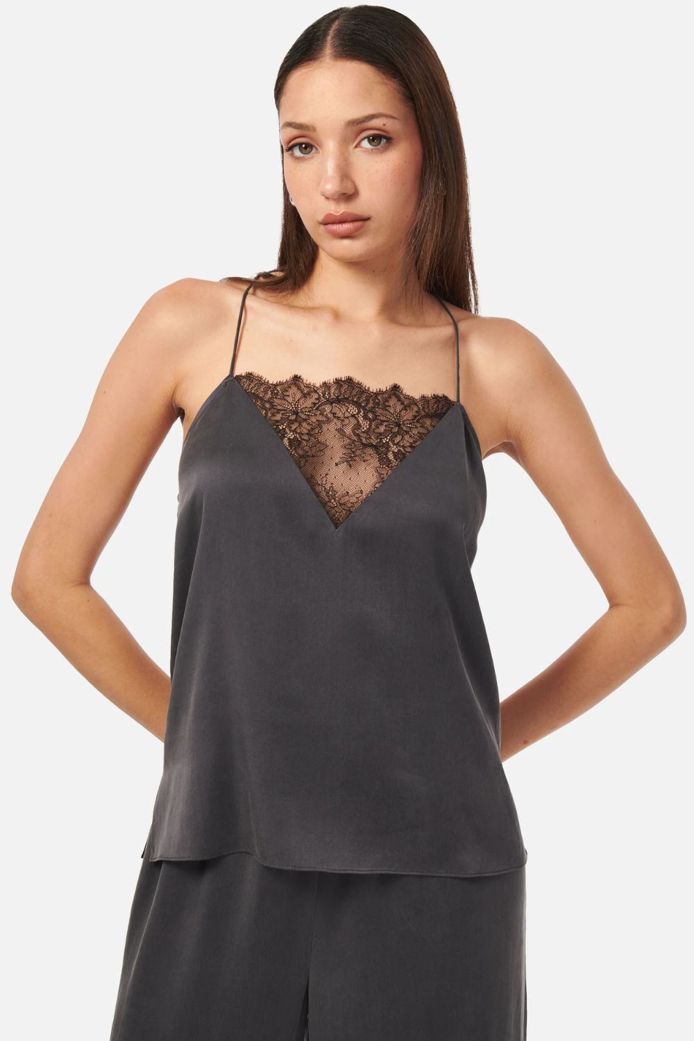 Racer Charmeuse Camisole in Graphite