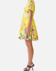 Camilla Deep V-Mini Dress in Lady Limonada
