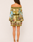 Camilla Off Shoulder Short Dress in Wanderlust Empire back view