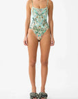 Camilla Straight Neck One Piece Swimsuit in Balearic Bebe