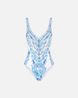 Camilla V-Neck One Piece Swimsuit in Ceramic Panoramic