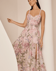 Charo Ruiz Iraso Long Dress in Pink Botanic