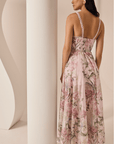 Charo Ruiz Iraso Long Dress in Pink Botanic