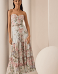 Charo Ruiz Long Dress Danny in Blue Botanic