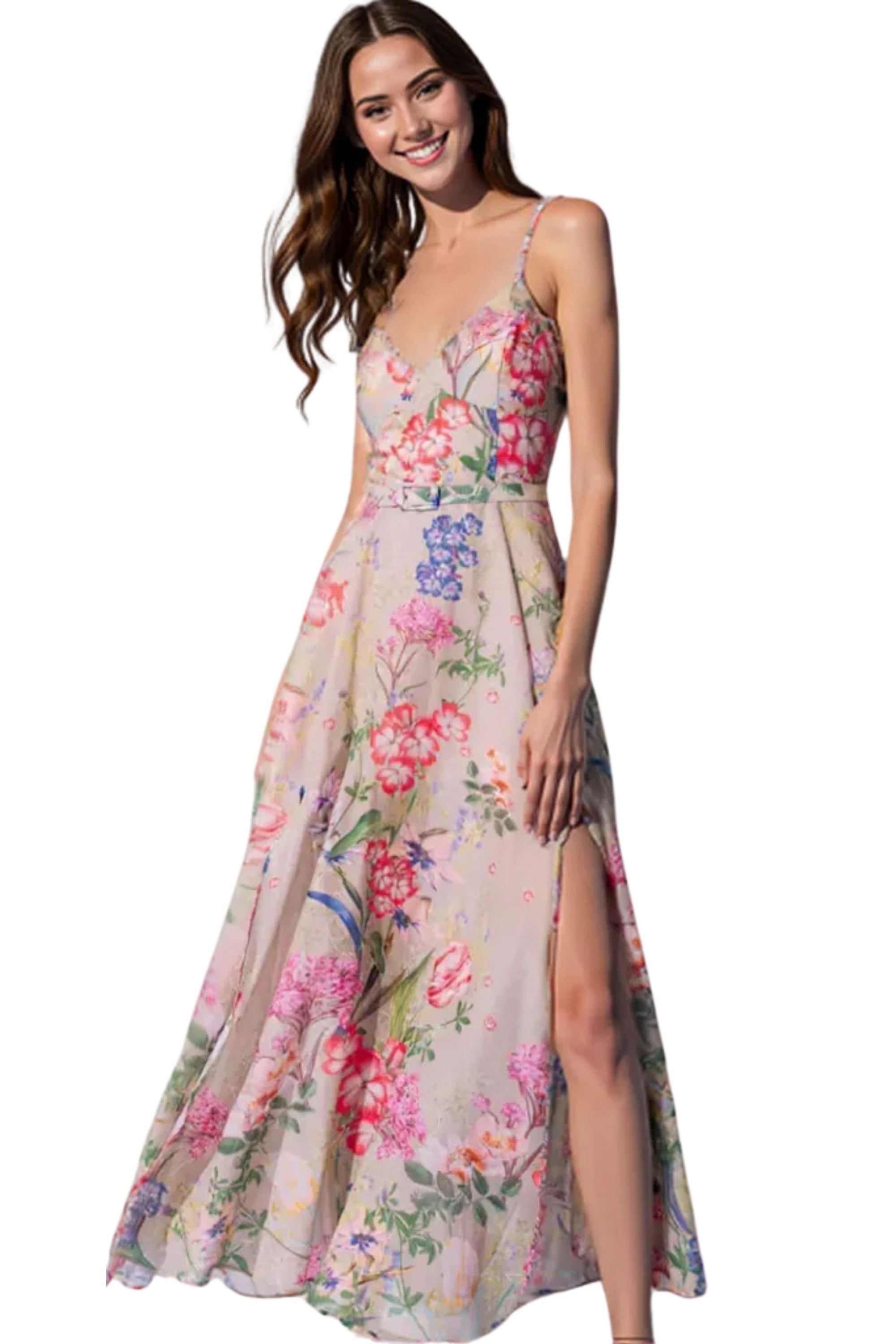 Iraso Long Dress in Olive Botanic