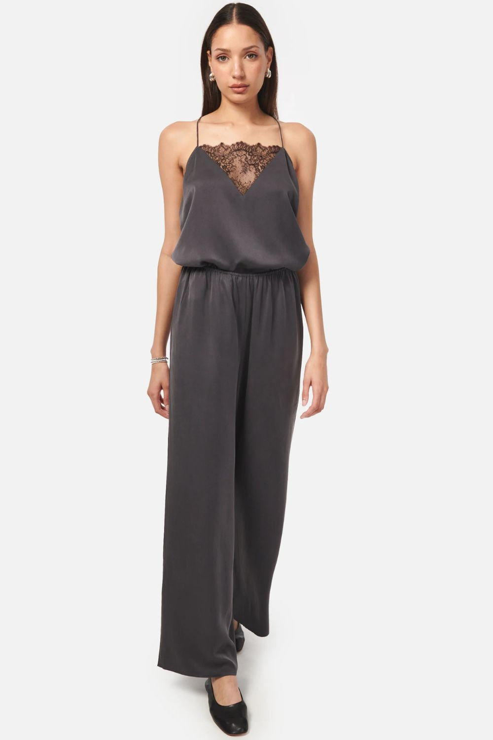 Racer Charmeuse Camisole in Graphite