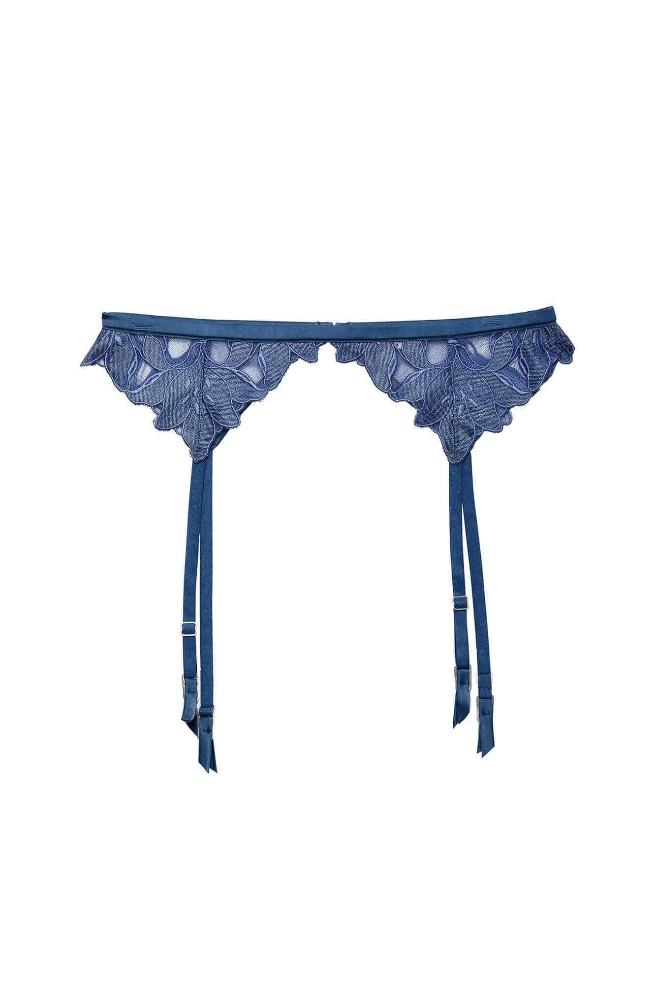 Denim Lily Embroidery Garter Belt