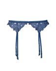 Denim Lily Embroidery Garter Belt