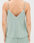 Frida Cami and Short Set in Mint Cream/Ivory
