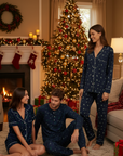 Gisele Printed Long PJ Set in Forest Pine Navy/Ivory