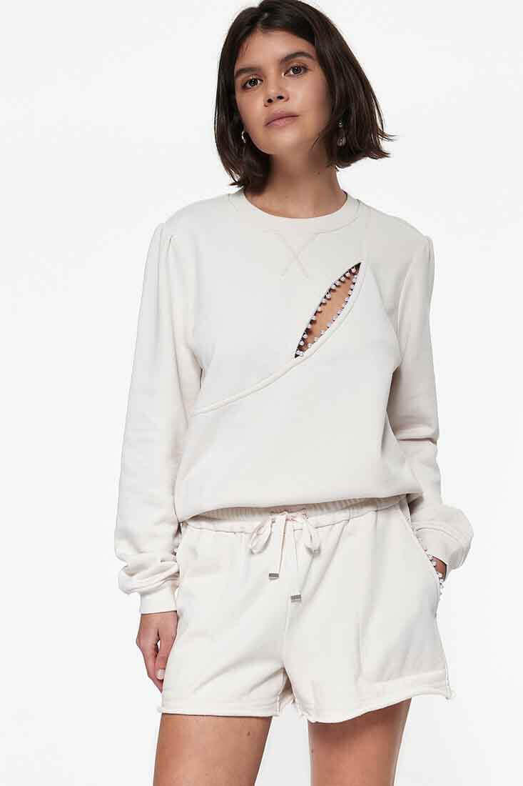 Cami NYC Haru Pearl Sweatshirt Color: Ceramic Size: XS at Petticoat Lane Greenwich, CT
