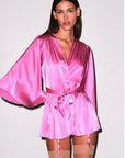 Fleur du Mal Angel Sleeve Robe in Pink Desire