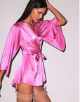 Fleur du Mal Angel Sleeve Robe in Pink Desire