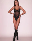 Fleur du Mal Bianca Lace Bodysuit in Black