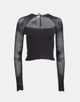 Fleur du Mal Lace Pointelle Knit Decollette Top in Black