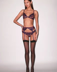 Fleur du Mal Lily Embroidery Demi Bra in Aubergine
