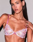 Fleur du Mal Sequin Hibiscus Demi Bra in Pink Desire
