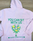 Happy Camp3r You Can Sit With Us Hoodie in Blush Pink