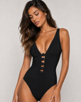 Karla Colletto Sadie V-Neck Silent Underwire One-Piece in Black