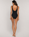 Karla Colletto Sadie V-Neck Silent Underwire One-Piece in Black