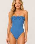 Karla Colletto Tess Bandeau One Piece in Mystic front view