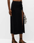 Karla Colletto Tess Long Straight Skirt in Black