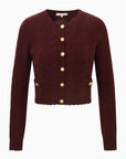 LoveShackFancy Eugenie Cardigan in Cinnabar, product-only front view