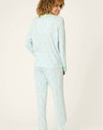 PJ Salvage Striped Cocktails Long PJ Set in Light Blue