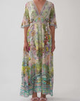 Waisted Dress with Hem Ruffle in Just Coasting