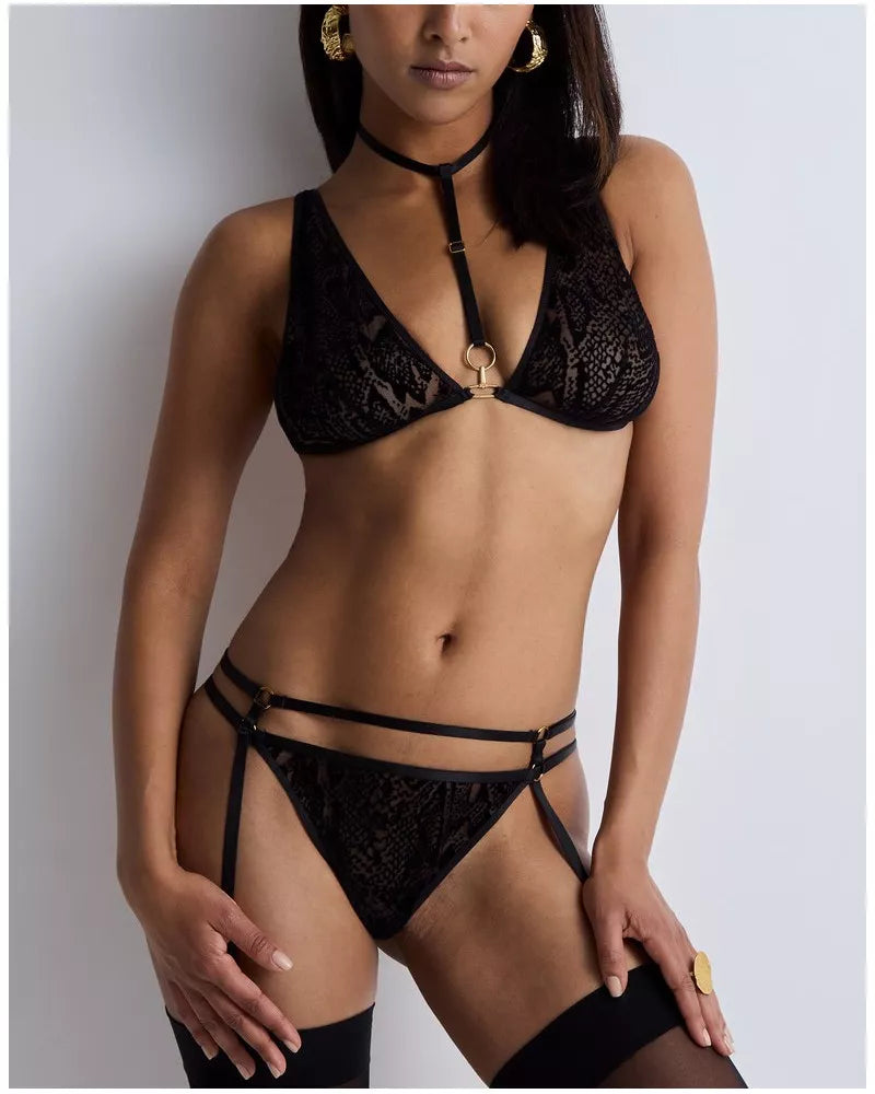 Animal Soul Lingerie Set in Black Python