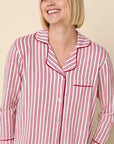 The Cat's Pajamas Holiday Stripe Pima Knit Long-Sleeved Pajama Set