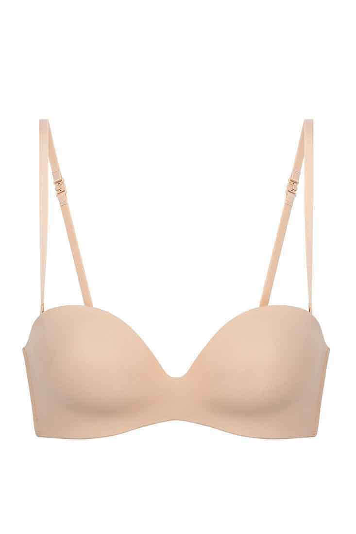 Simone Perele Essential Strapless Bra Color: Peau Rose, Black Size: 30D, 30DD/E, 32A, 32B, 32C, 32D, 34A, 34B, 34C, 34D, 34DD/E, 36A, 36B, 36C, 36D, 32DD/E at Petticoat Lane Greenwich, CT