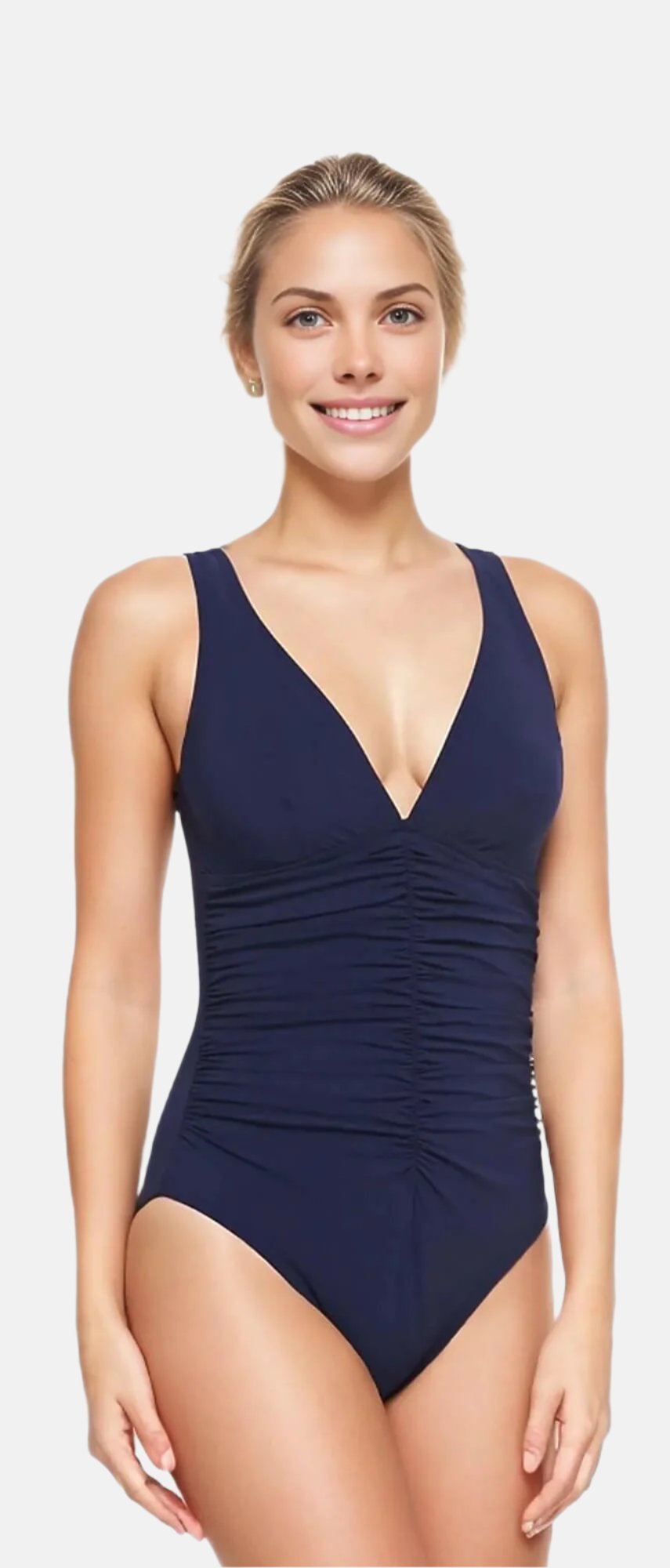 Smart V-Neck One Piece 209-570 in Navy