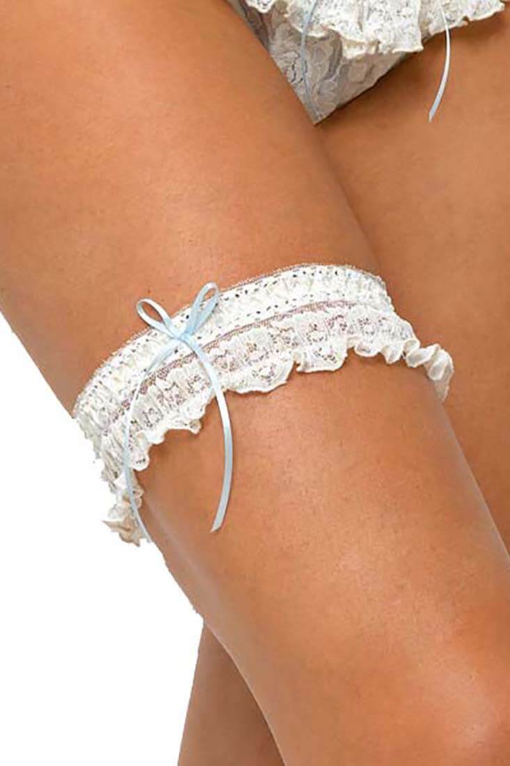 Hanky Panky Rosalyn Garter Color: Ivory/Baby Blue at Petticoat Lane Greenwich, CT