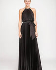 Sleeveless Satin Long Dress
