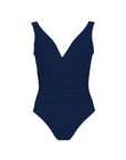 Karla Colletto Smart V-Neck One Piece Color: Navy Size: 6 at Petticoat Lane Greenwich, CT
