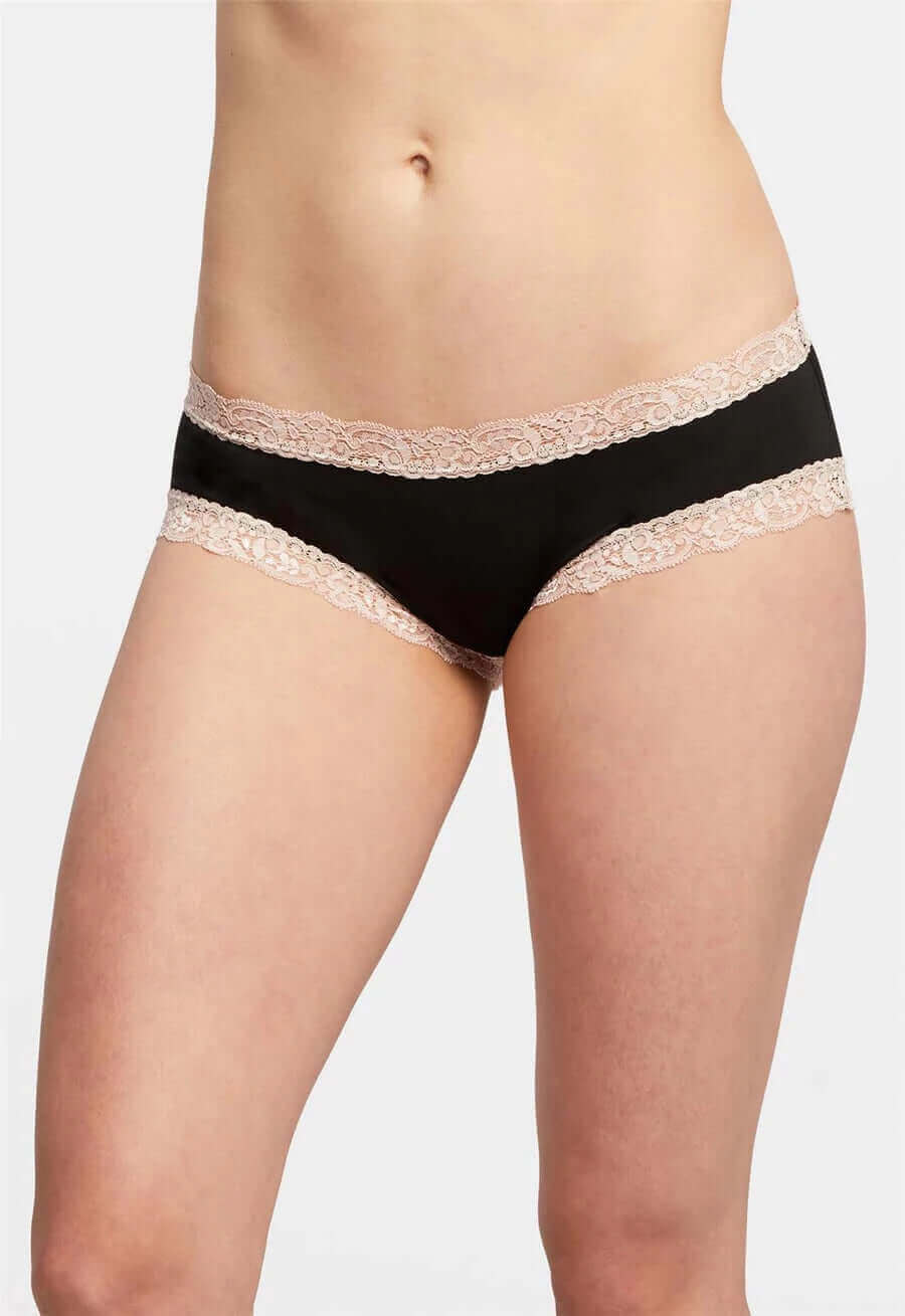 Fleur't Iconic Boyshort Color: Black/Seashell Size: S at Petticoat Lane Greenwich, CT