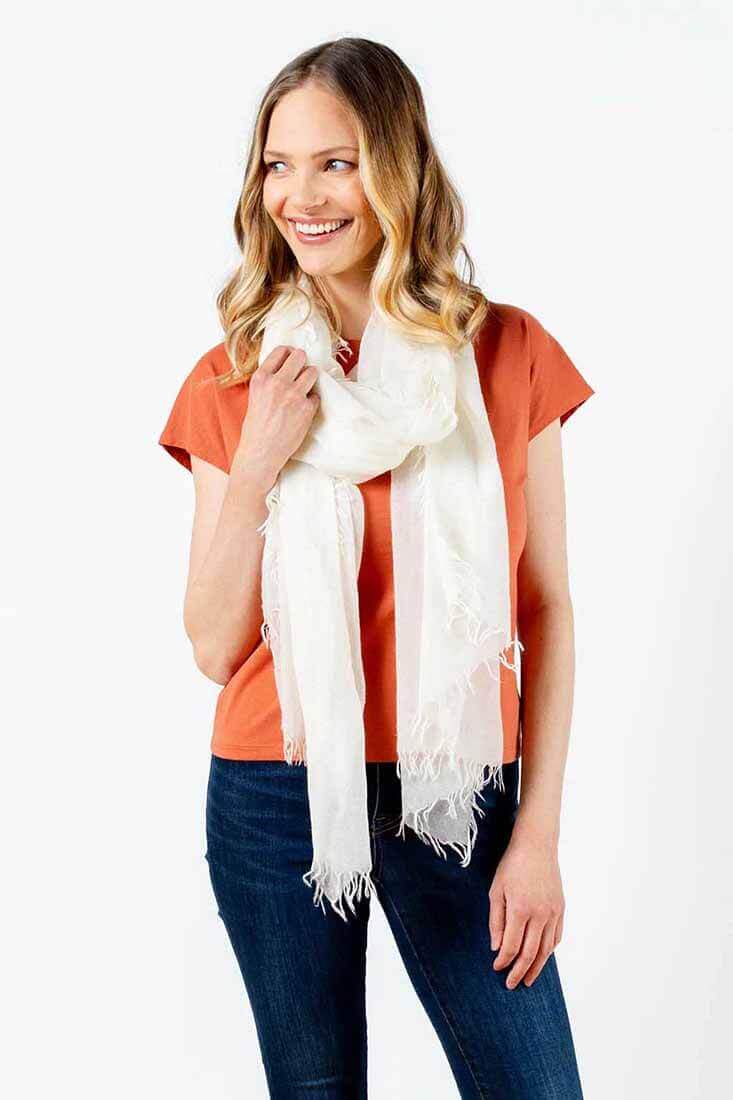 Alpine Cashmere Alta Shawl Color: Oyster, Ebony, Silver, Ballet, Ice, Mushroom at Petticoat Lane Greenwich, CT