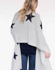 Alashan Cashmere Cashmere Star Intarsia Wrap Color: Ash with Indigo Stars at Petticoat Lane Greenwich, CT