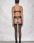 Lily Embroidered Plunge Demi Bra in Black