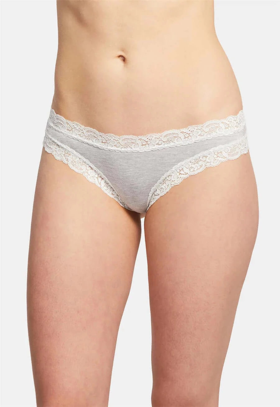 Fleur't Iconic Thong Color: Heather Grey/Chantilly Size: S at Petticoat Lane Greenwich, CT