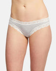 Fleur't Iconic Thong Color: Heather Grey/Chantilly Size: S at Petticoat Lane Greenwich, CT