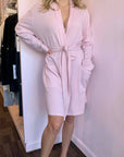 Arlotta Cashmere Short Wrap Robe Color: Mouline Pink Size: XS at Petticoat Lane Greenwich, CT