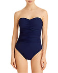 Karla Colletto Basics Ruched Bandeau Color: White, Cherry, Black Size: 6, 8, 10 at Petticoat Lane Greenwich, CT
