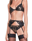 Fleur Du Mal Lily Embroidered Hipster Thong Color: Black Size: XS at Petticoat Lane Greenwich, CT